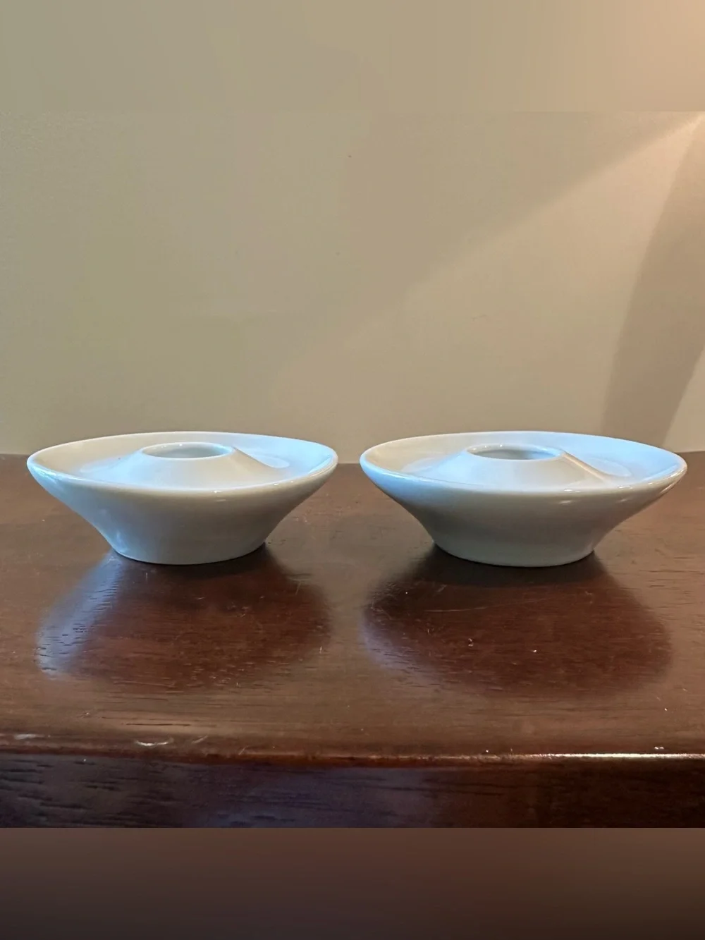 Set of 2 • heavyweight candle holders • ceramic
